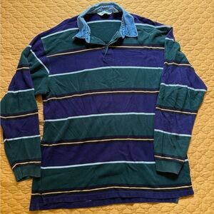 Eddie Bauer Vtg Mens Henley Shirt XL Colorblock 90s Streetwear Dad Funky Retro